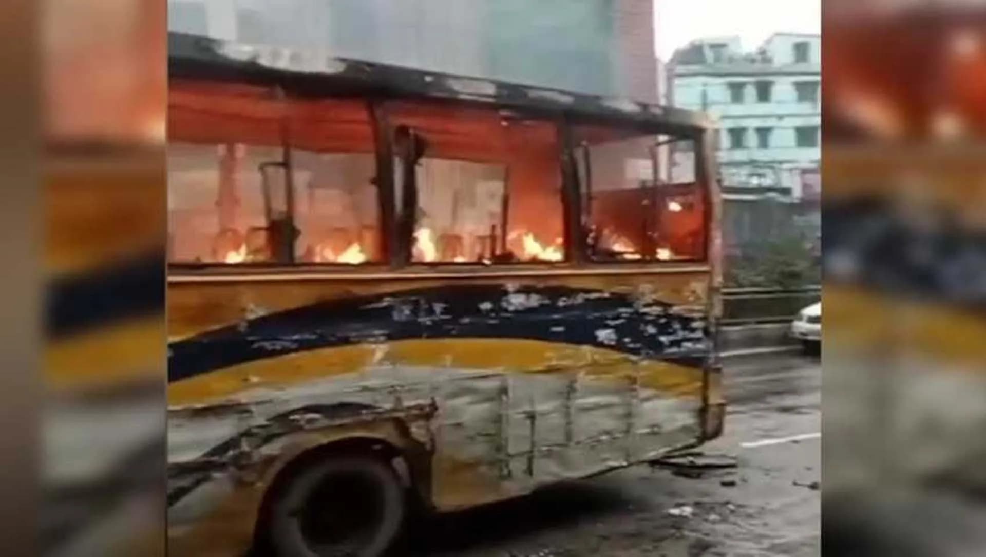 রাজধানীতে গুলি ছুড়ে আতঙ্ক, বাসে আগুন