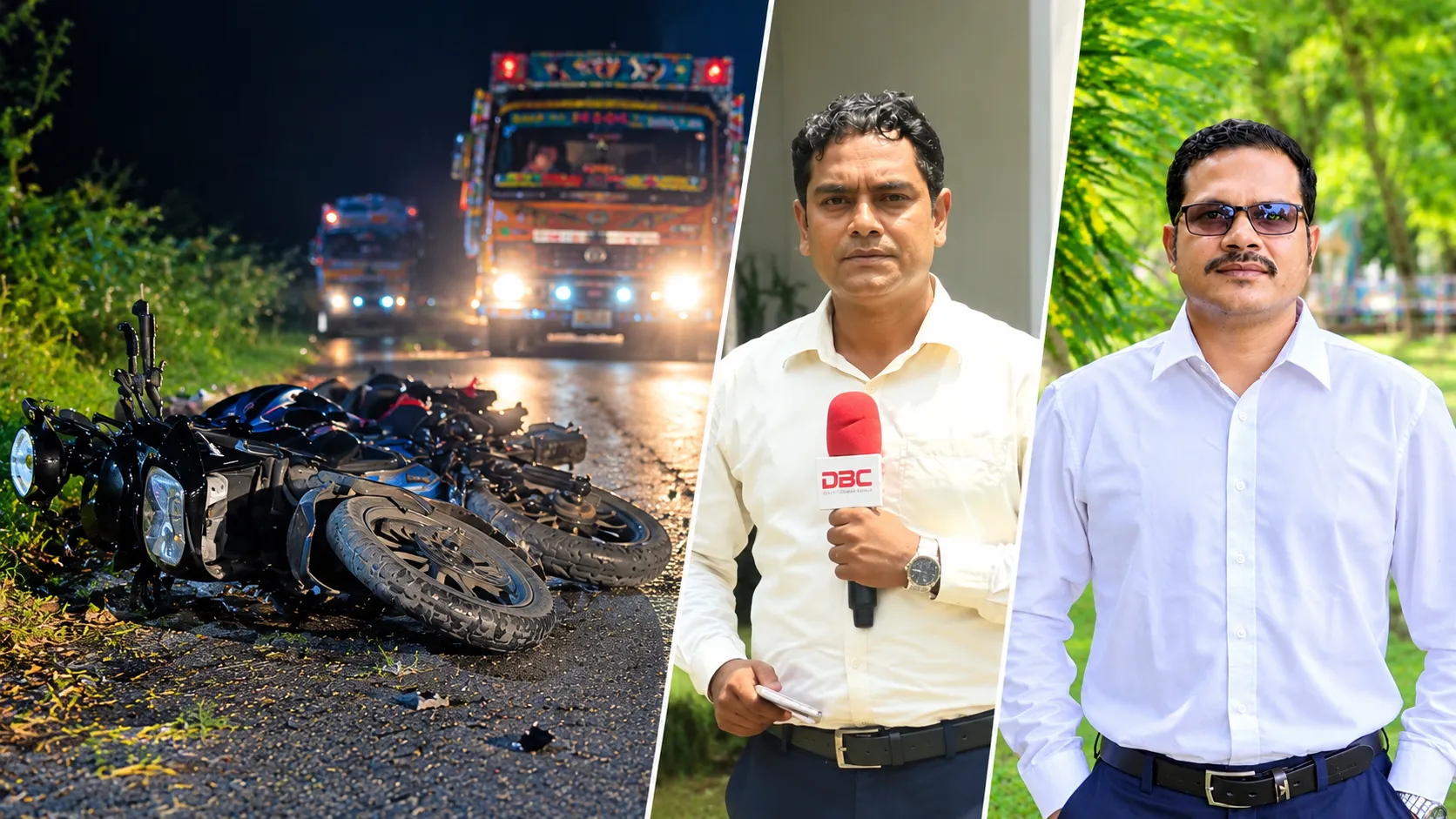 নলছিটির ষাটপাকিয়ায় ভয়াবহ দুর্ঘটনা: মৃত্যুর মুখ থেকে ফিরলেন দুই সাংবাদিক